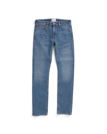 Front view of Men's Slim Stretch Denim - Medium Indigo on plain background