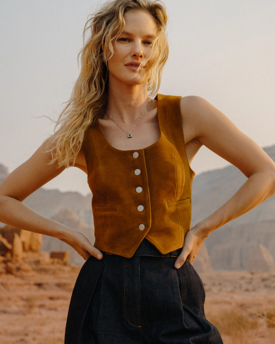 View of Women's Suede Vest - Sienna
