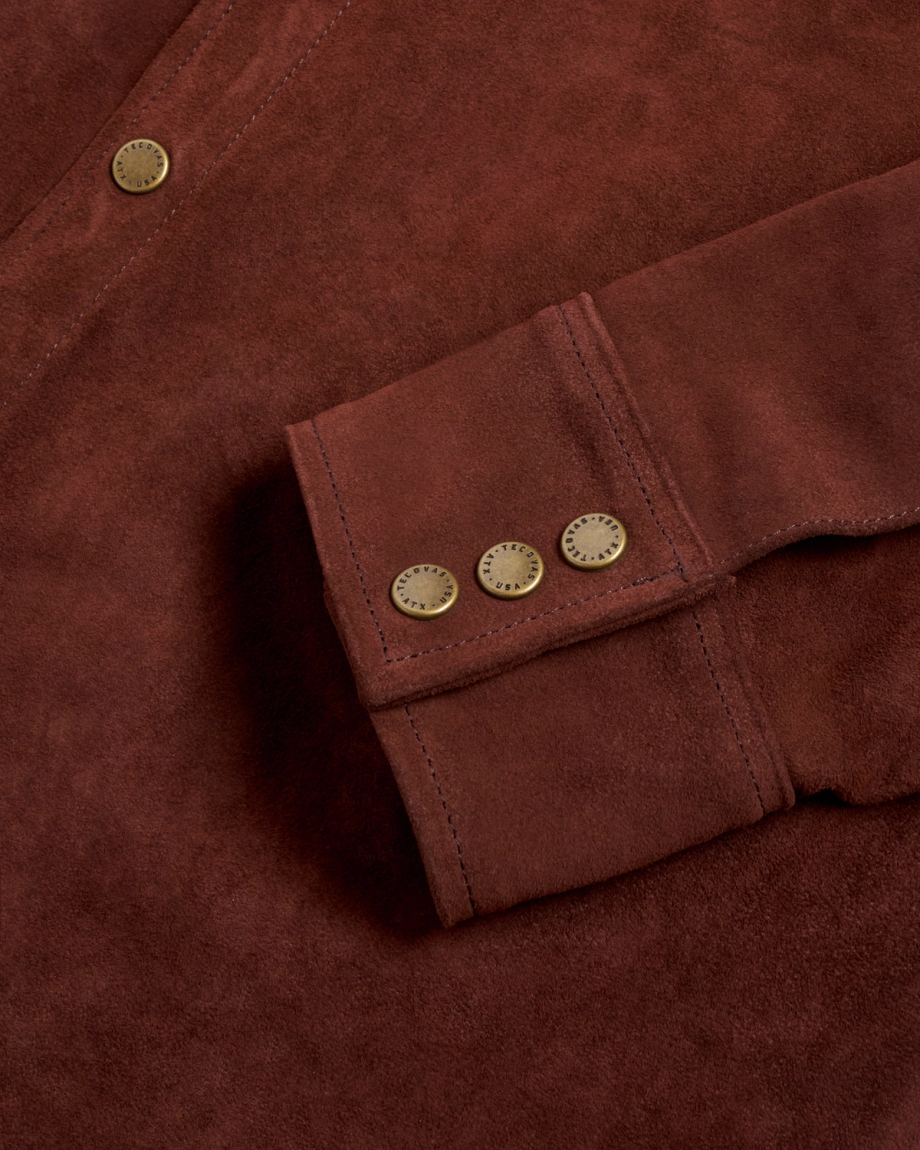 View of Men's Suede Overshirt - Brown