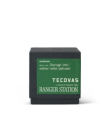 A black box labeled "TECOVAS RANGER STATION" with a green label describing the scent as Texas sage, orris, rockrose, vetiver, and palo santo.