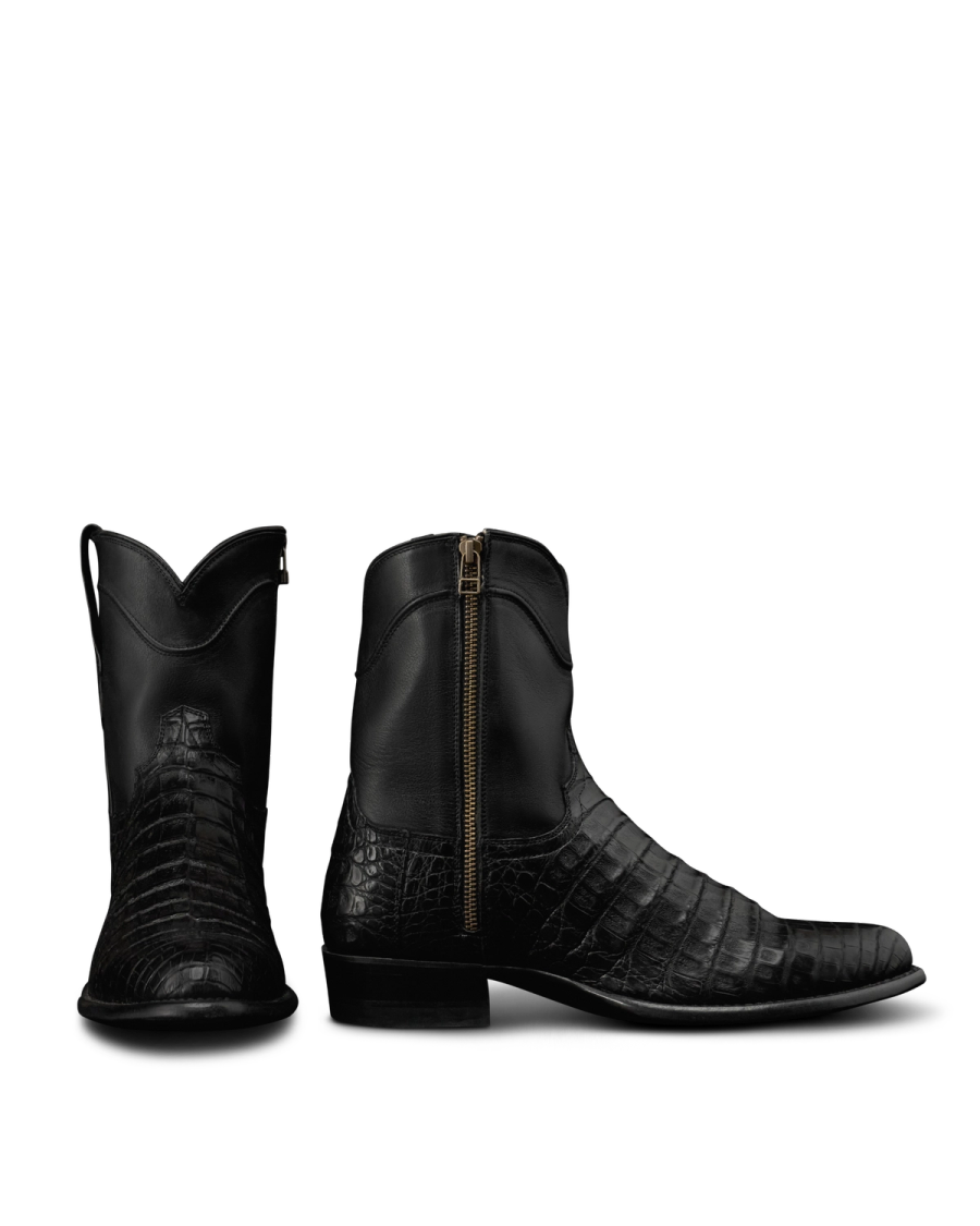 The Dean Men's Zip Boot - Black caiman | Tecovas