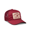 Quarterfront view of Giddy On Up 5 Panel Low Pro Trucker - Burgundy on plain background