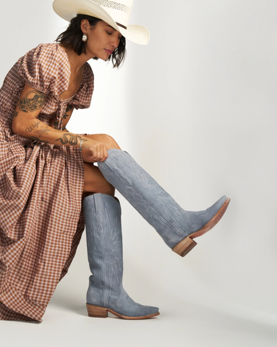 The Loretta in Chambray Suede - Women's Cowgirl Boot | Tecovas