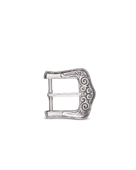 Front view of Scroll Tombstone Buckle - Antique Silver on plain background