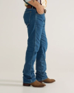 Front view of Men's Modern Bootcut Heritage Denim - Medium Blue on model