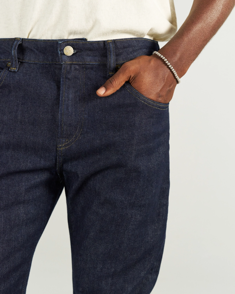 Closeup detail view of Men's Straight Crafted Denim - Resin Rinse