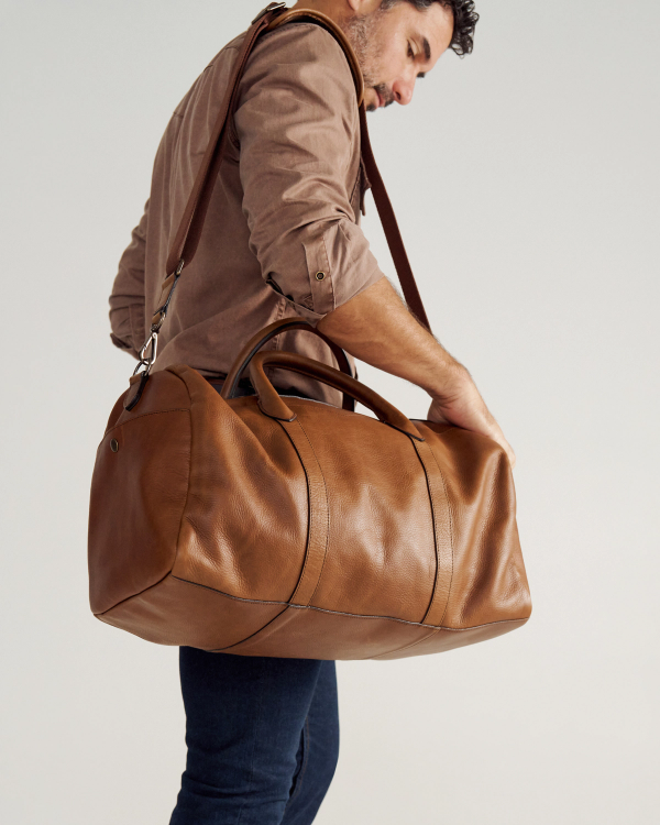 View of Lightweight Leather Duffle - Heritage Tan