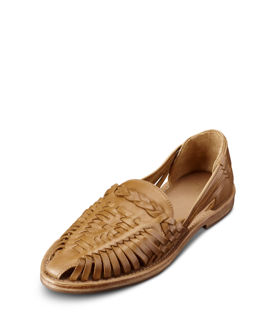 Quarterfront view of The Maya - Camel Cowhide on plain background