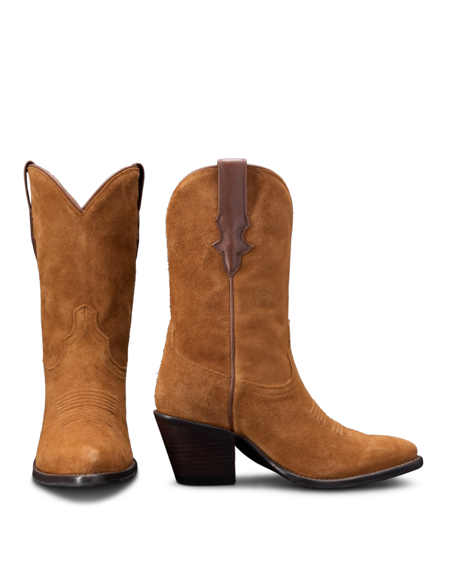 The Cassie Cowgirl Boot - Tan deerskin | Tecovas display picture 3
