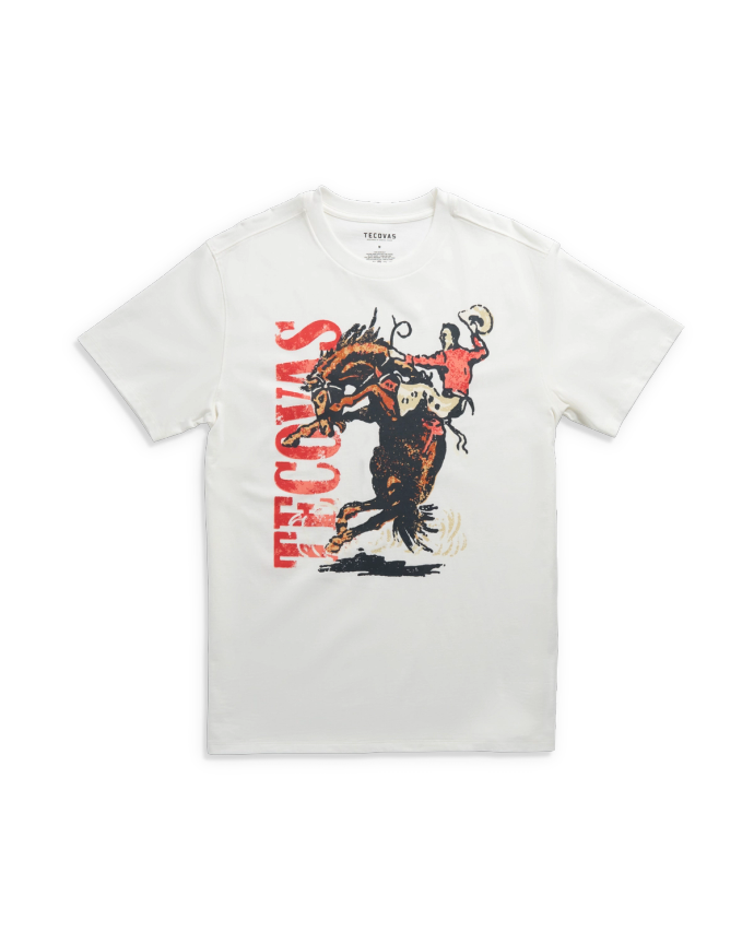 Front view of Men's Buckin Bronco Tee - Bone / Multi on plain background