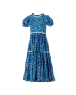 View of Tecovas x Cathy Hahn Vintage Paisley Maxi Dress - Royal Blue / White