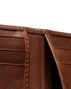 Closeup view of Calfskin Bifold Card Case - Bourbon