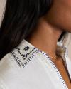 Top view of Women's Embroidered Double Gauze Top - White/Multi on plain background