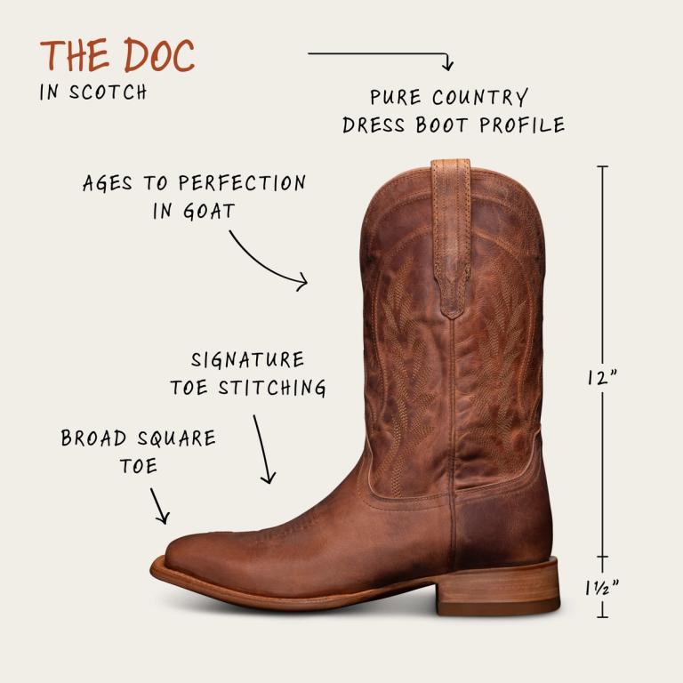 Men's Broad Square Toe Boots, The Doc - Scotch
