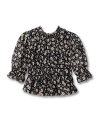 Front view of The Charlotte Top by Kristopher Brock - Black/Bone Floral on plain background