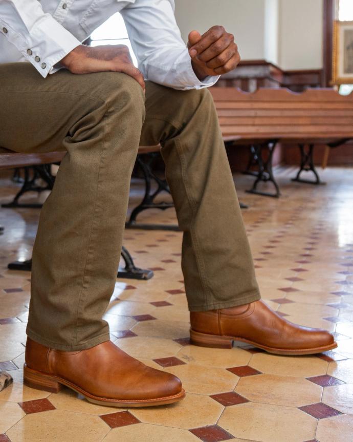 Close up of the Jake Caramel cowboy boots in Brown