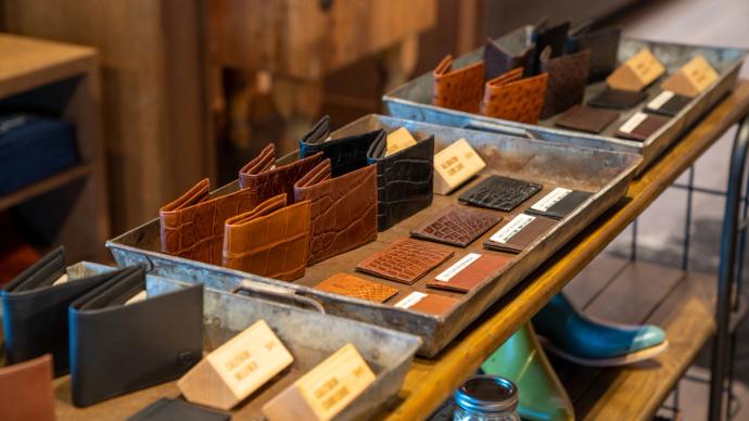 Image of the inside of the Main Street Tecovas Store wallets