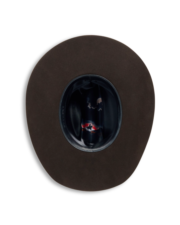 Inside view of Cattleman Birthday X Hat - Dark Brown on plain background