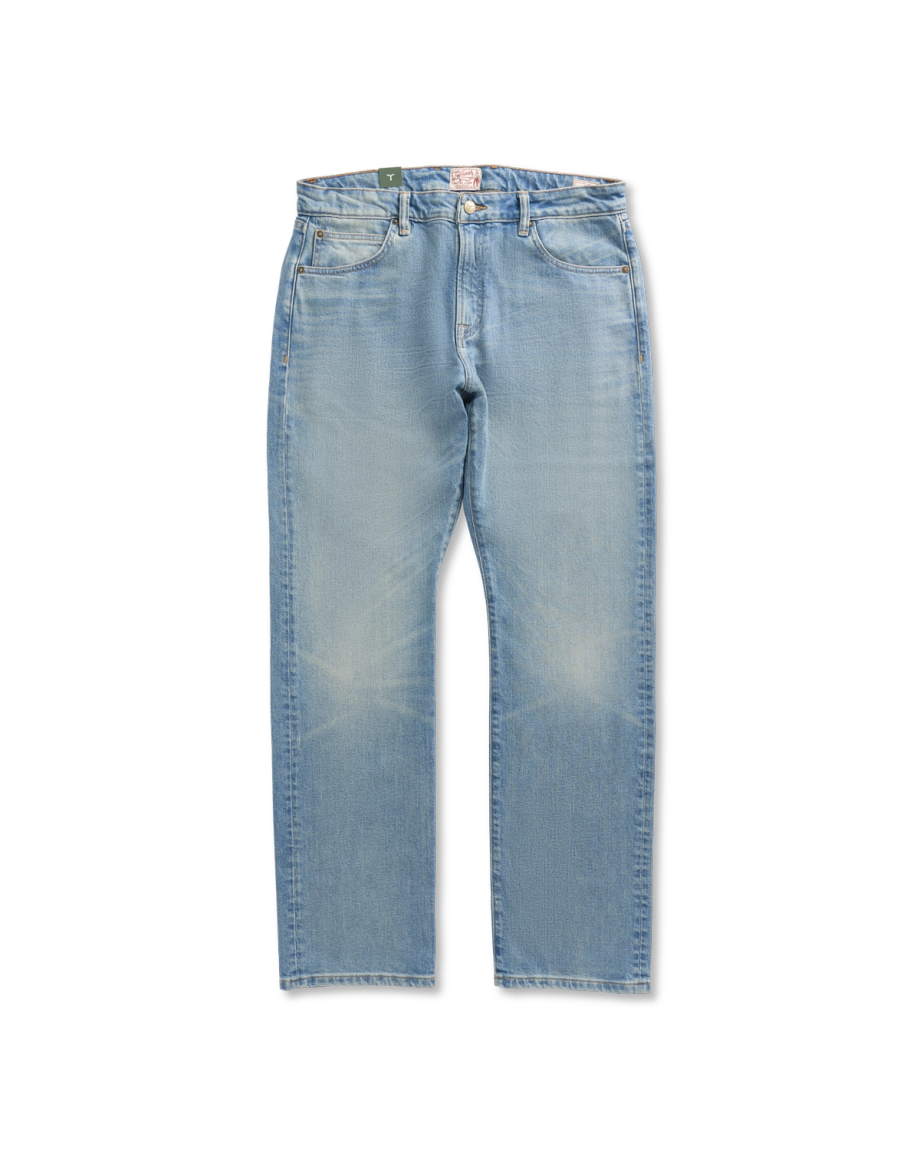 Front view of Men's Straight Crafted Denim - Light Wash on plain background