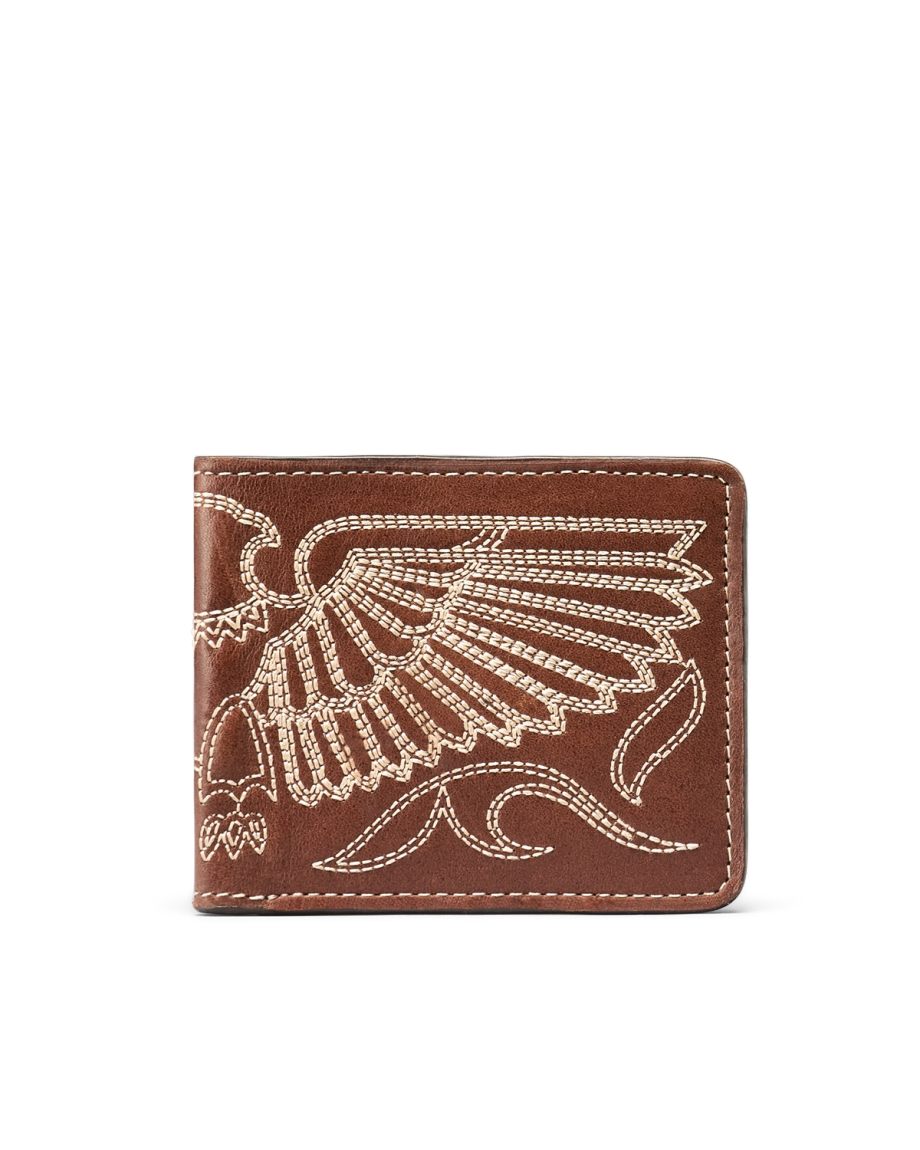 Front view of Eagle Billfold - Brown on plain background