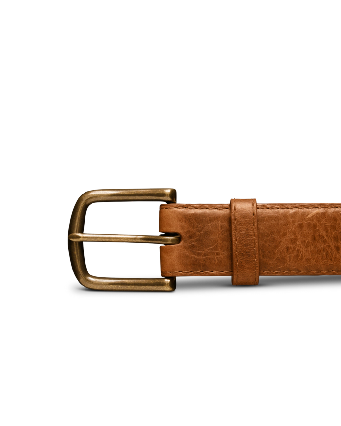 Front view of Men's Bison Belt II - Tan on plain background