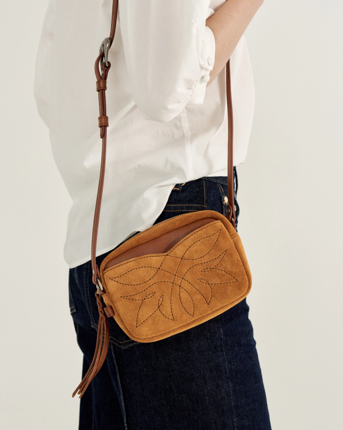 View of Flower Mini Crossbody - Cashew