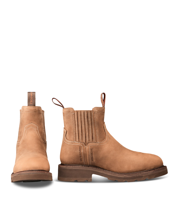 Pair view of Women's LongHaul Waterproof Chelsea Composite Toe Work Boot - Heritage Tan Cowhide on plain background