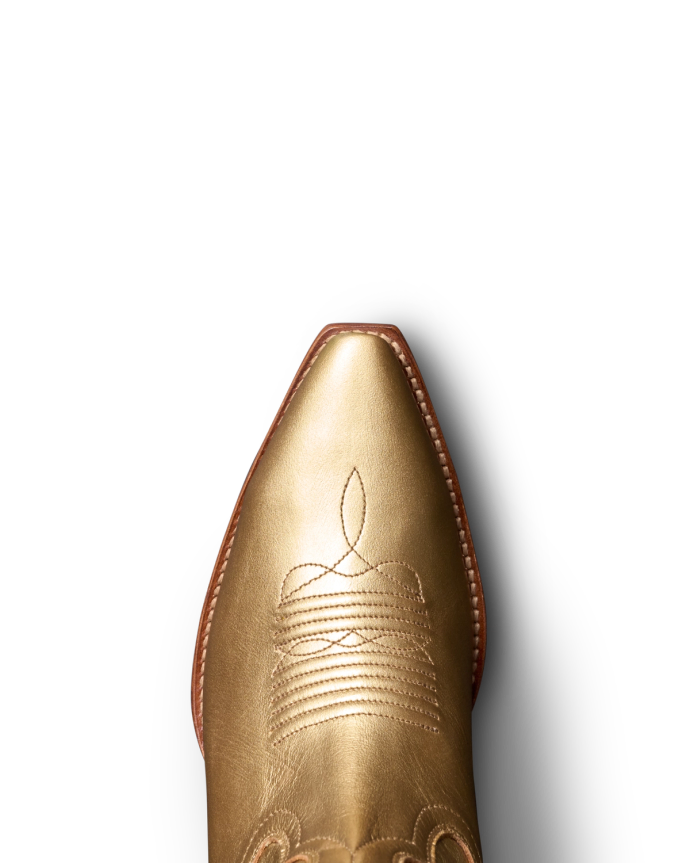 Toe view of The Sadie - Gold on plain background