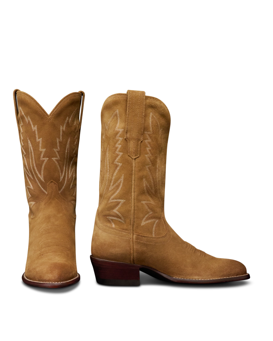 The Jamie Round Toe Cowgirl Boot - Tan suede | Tecovas