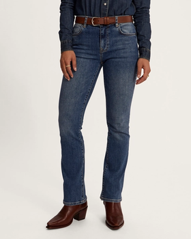 Front view of Women's High-Rise Straight Jean (II) - Medium on plain background