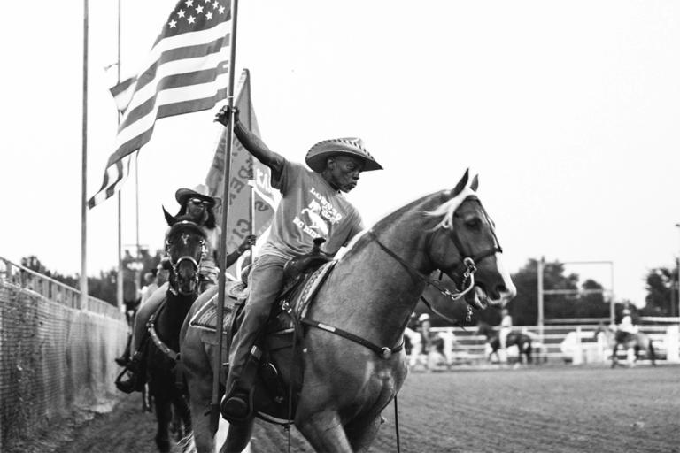 cowboy with America's flag