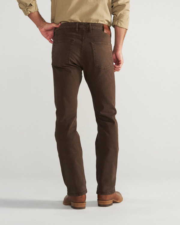 Back view of Men's Slim Straight Stretch Twill - Cafe on model