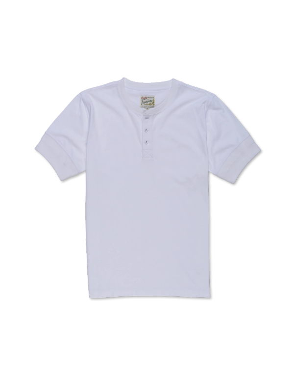 Flatlay image of the Men's Short Sleeve Henley in white