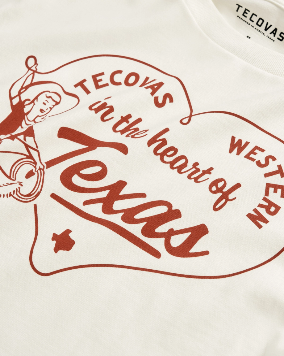 Closeup detail view of Women's Heart of Texas Tee - Bone
