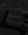 Closeup detail view of Men's Texas Weight Corduroy Pearl Snap LS - Black