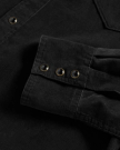 Closeup detail view of Men's Texas Weight Corduroy Pearl Snap LS - Black