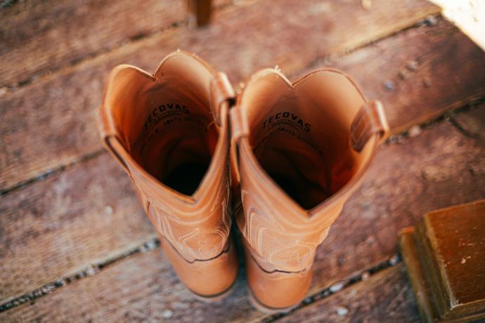 top view of cowgirl boots