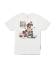 Front view of Men's Steel Horse Customs Tee SS - Bone / Multi on plain background