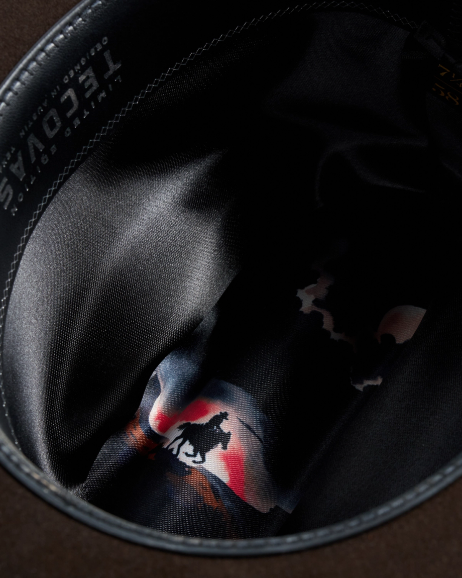 Closeup view of Cattleman Birthday X Hat - Dark Brown