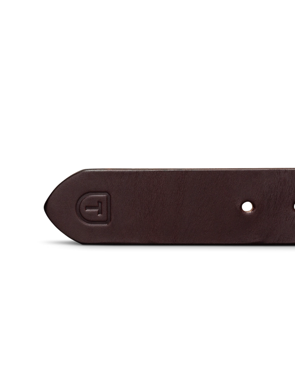 Closeup view of Harness Leather Belt - Umber