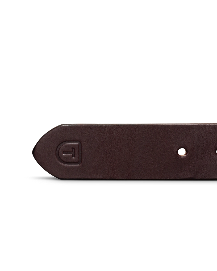 Closeup view of Harness Leather Belt - Umber