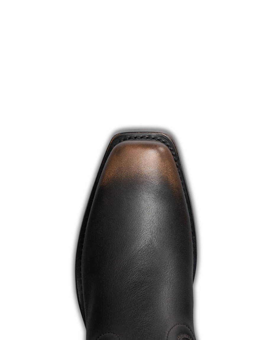 Toe view of The Charlie - Midnight Cowhide on plain background