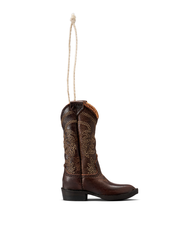 Profile view of Annie Boot Ornament - Cafe on plain background