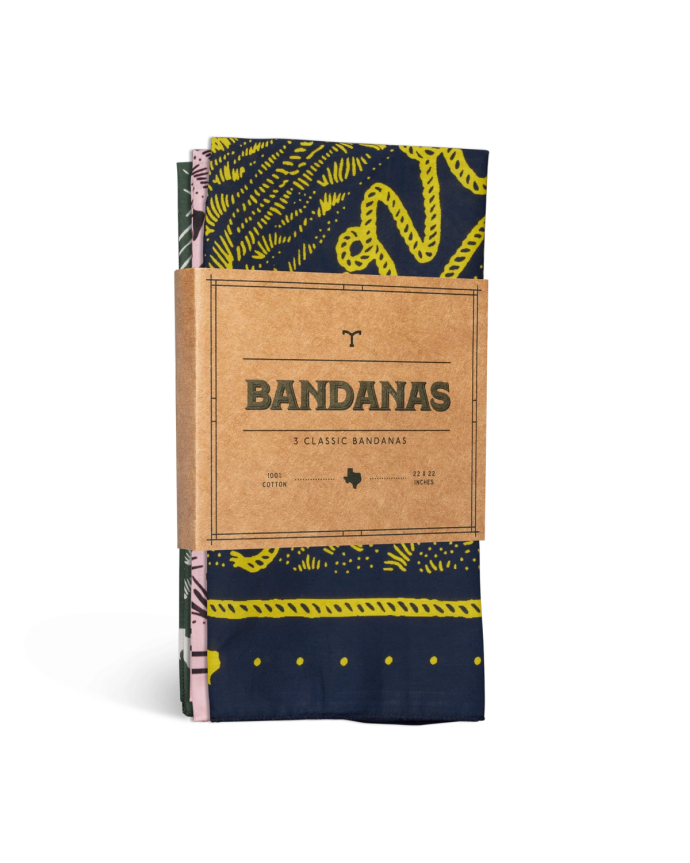 Front view of Bandana 3-Pack - Navy/Pink/Green on plain background