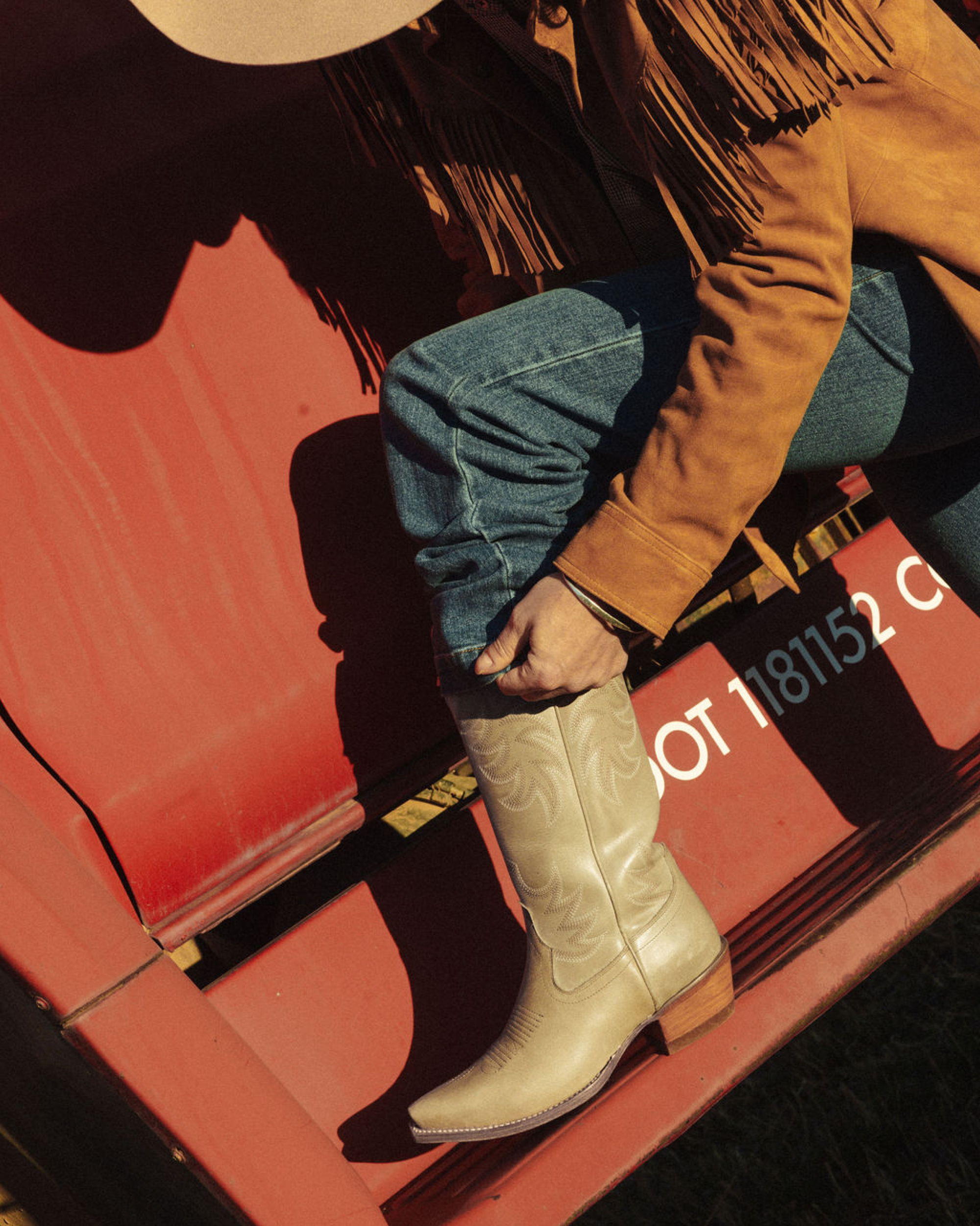 View of The Annie - Light Sage Cowhide