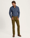 Front view of Men's Everyday Standard Jeans - Olive on plain background