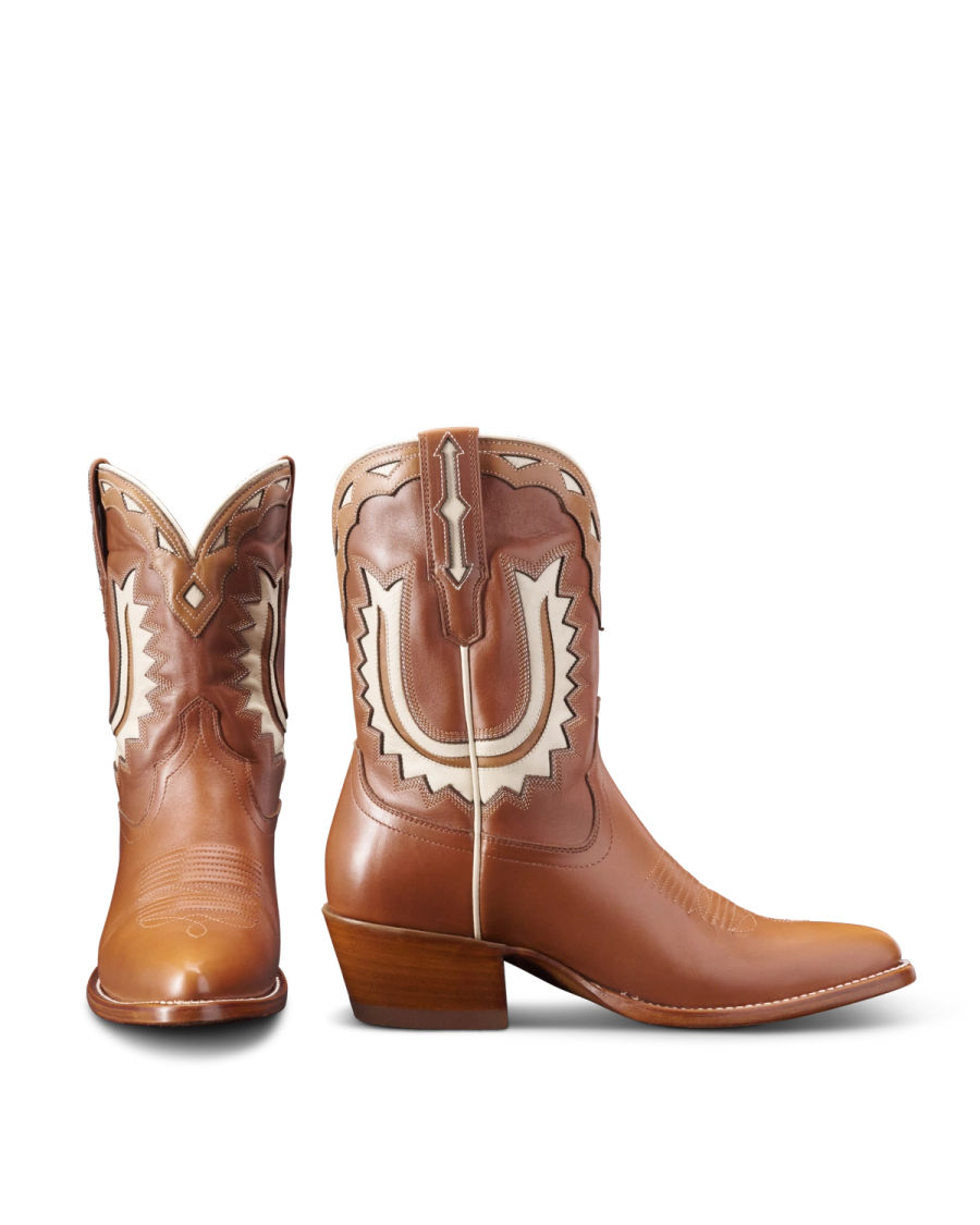 Tecovas Two-Tone Brown Western Boots Tecovas “The Doc” Tan Bison Cowboy pull on Boot Western Two  main image 4