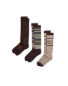 Quarterfront view of Over-The-Calf Socks (3-Pack) - Brown Multi on plain background