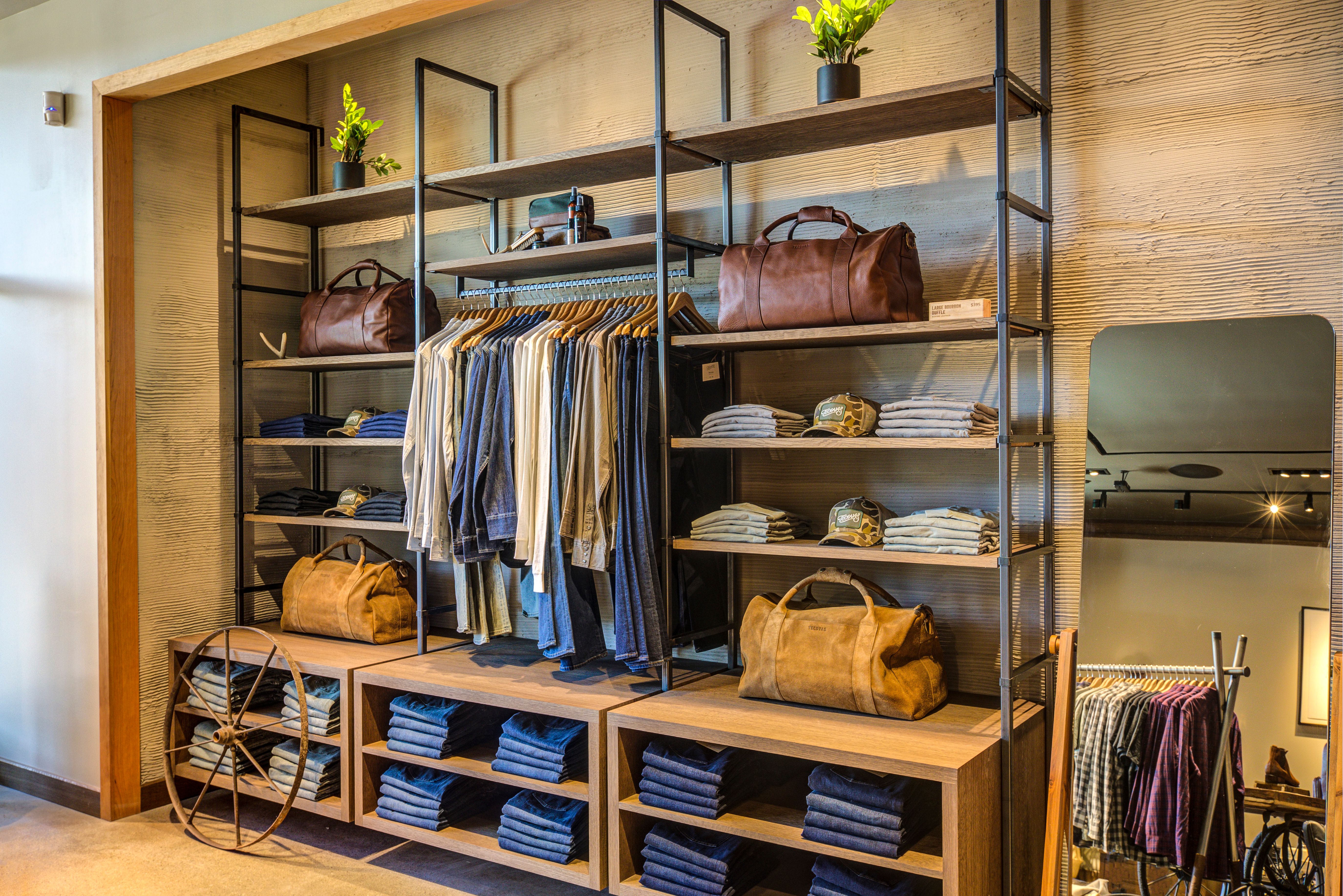 Image of the inside of the Keirland Commons Store showing clothing shelves