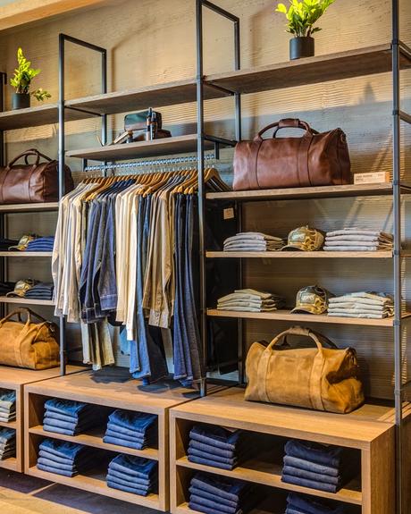 Image of the inside of the Keirland Commons Store showing clothing shelves